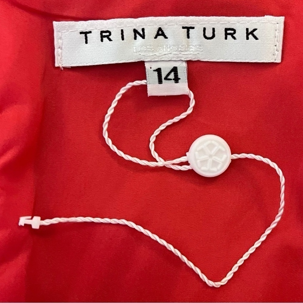 Trina Turk Devi Floral Puff-Sleeve Minidress in Red/Pink - Picture 14 of 15